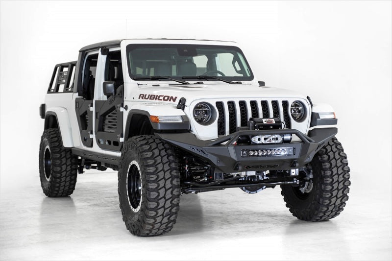 Addictive Desert Designs 2020 Jeep Gladiator JT Stealth Fighter Front Bump w/ Top Hoop & Winch Mount Bumpers - Steel Addictive Desert Designs