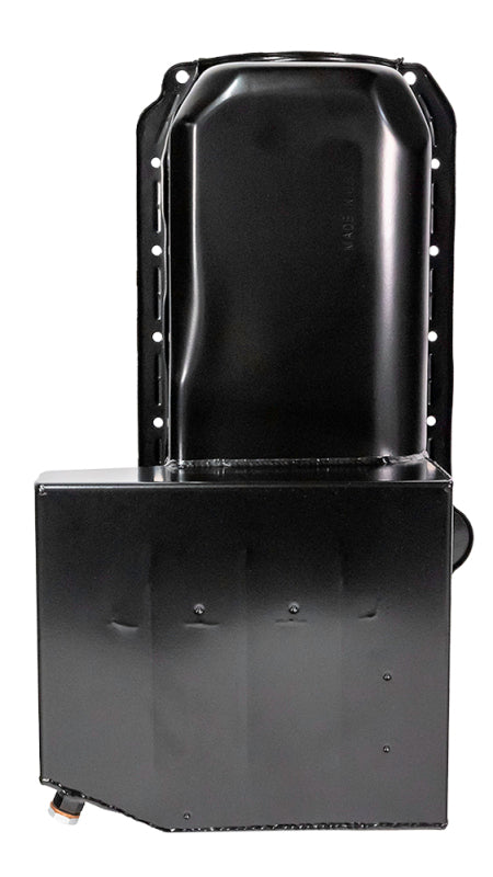 Moroso Pre-85 Chevrolet Small Block (w/Passenger Side Dipstick) Wet Sump 7qt 8in Steel Oil Pan - Blk Oil Pans Moroso
