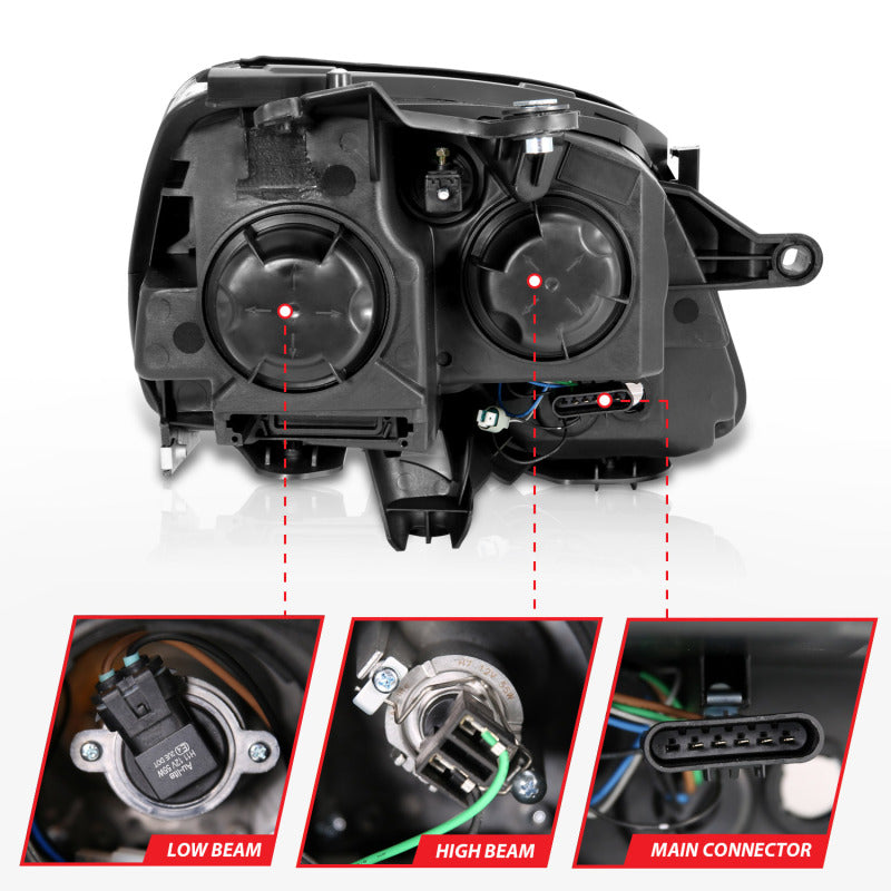 ANZO 2007-2008 GMC Acadia Crystal Headlight Chrome Amber(OE) Headlights ANZO