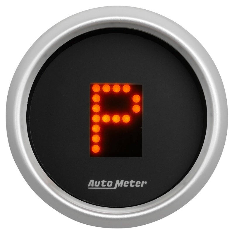 AutoMeter Gauge Gear Pos 2-1/16in. Incl Indicators Black Dial Red Led Silver Bezel Gauges AutoMeter