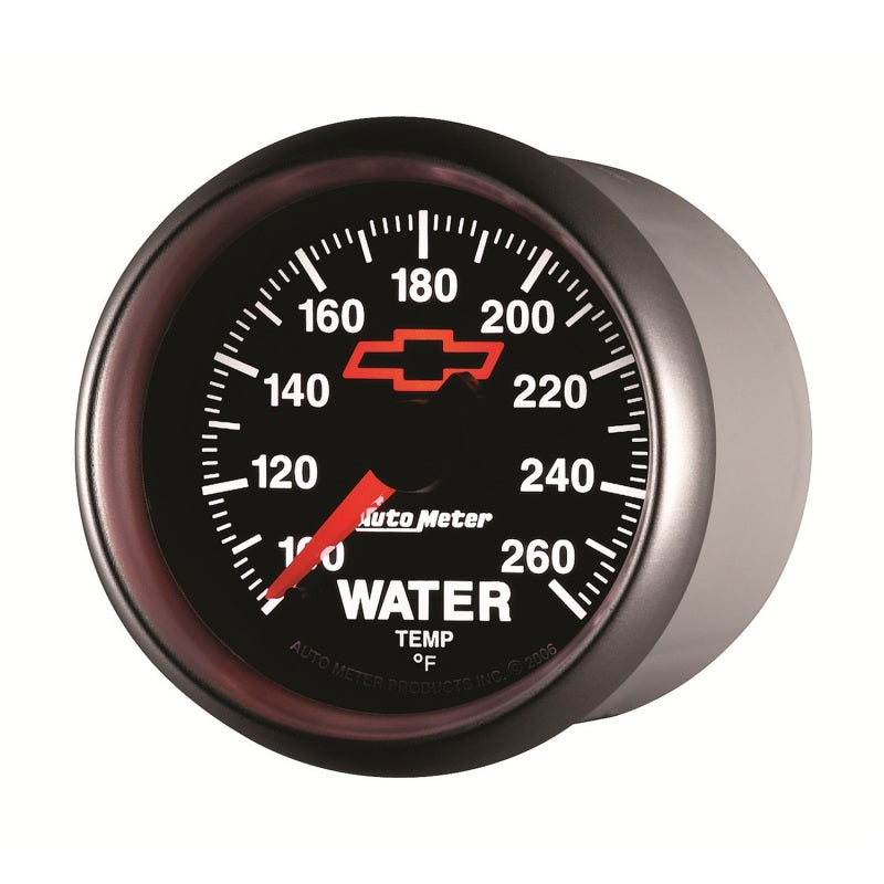 AutoMeter Gauge Water Temp 2-1/16in. 100-260 Deg. F Digital Stepper Motor Chevy Red Bowtie Black Gauges AutoMeter