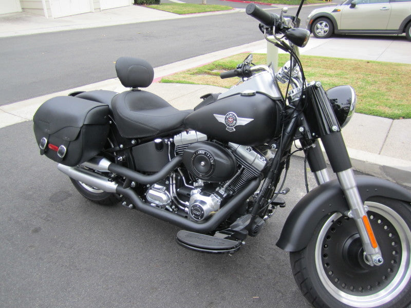 Mustang 06-17 Harley Softail Wide Tire (200mm) Wide Touring Solo Seat w/Driver Backrest - Black Solo Motorcycle Seats Mustang Motorcycle