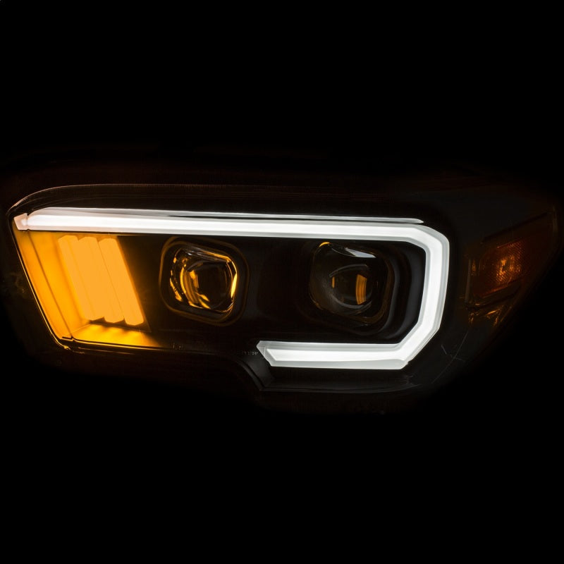ANZO 2016-2017 Toyota Tacoma Projector Headlights w/ Plank Style Black w/ Amber Headlights ANZO