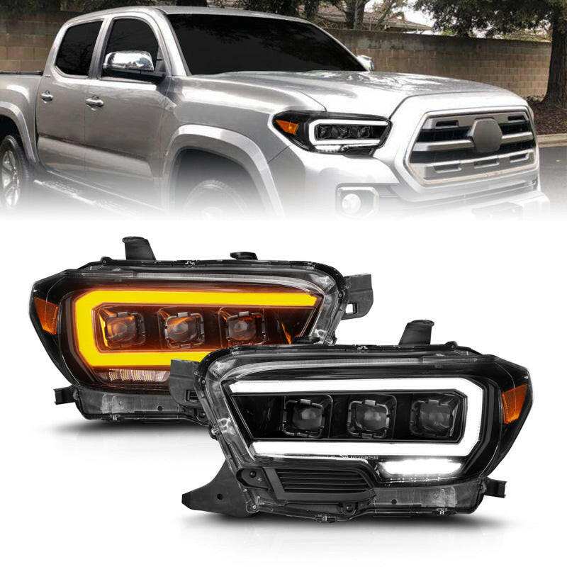ANZO 16-22 Toyota Tacoma SR/SR5 ONLY Full LED Proj Headlights w/Light Bar Seq. Blk w/Initiation Lgt Headlights ANZO