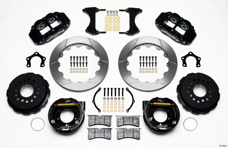 Wilwood Narrow Superlite 4R Rear P-Brk Kit 12.88in Ford 8.8 w/2.5in Offset-5 Lug Big Brake Kits Wilwood