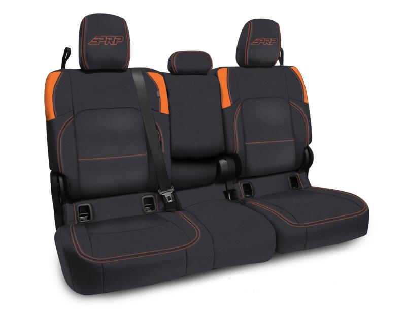 PRP Jeep Wrangler JT Rear Bench Covers - with Armrest - Black/Orange Seat Covers PRP Seats