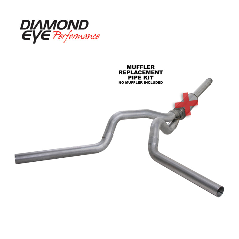Diamond Eye KIT 4in Catback MFLR RPLCMENT PIPE DUAL AL: 94-97 FORD 7.3L F250/F350 PWRSTROKE Catback Diamond Eye Performance