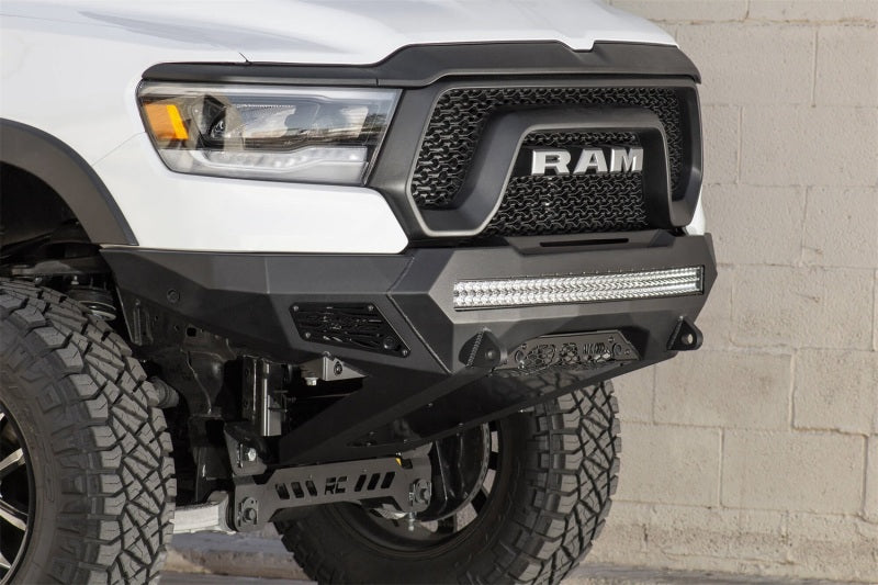 Addictive Desert Designs 2019 Ram Rebel 1500 Stealth Fighter Fr Bumper w/Parking Sensor Cutouts Bumpers - Steel Addictive Desert Designs
