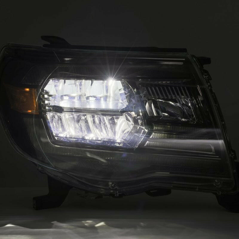 AlphaRex 05-11 Toyota Tacoma LUXX Crystal Headlights Plank Style Alpha Black w/Activation Light/DRL Headlights AlphaRex