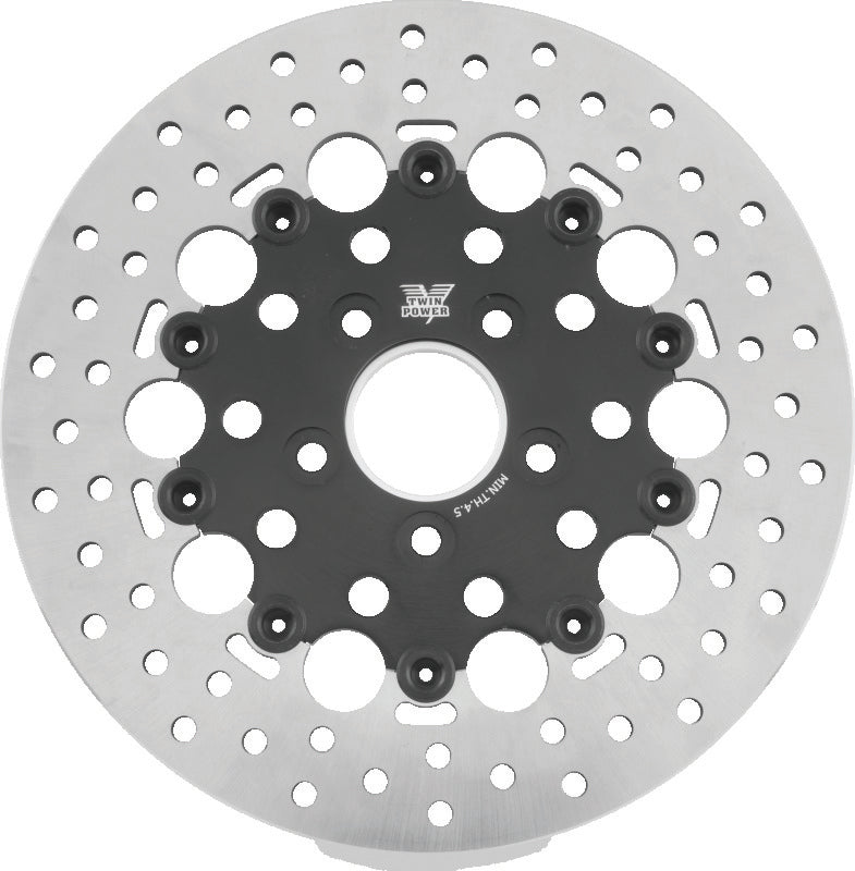 Twin Power 84-17 Big Twin Exc 08-17 FLH FLT Rear 11.5 Floating Rotor Black Hole Brake Rotors - OE TwinPower