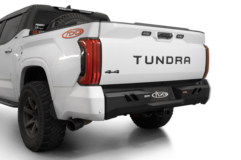 Addictive Desert Designs 2022+ Toyota Tundra Black Label Rr Bumper - Hammer Blk w/ Satin Blk Panels Bumpers - Steel Addictive Desert Designs