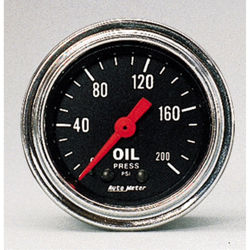Autometer Traditional Chrome 2-1/16in 200 PSI Mechanical Oil Pressure Gauge Gauges AutoMeter