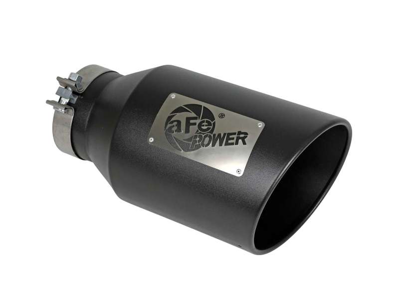 aFe Power Universal 5in Inlet 8in Outlet MACH Force-XP Clamp-On Exhaust Tip - Black Tips aFe