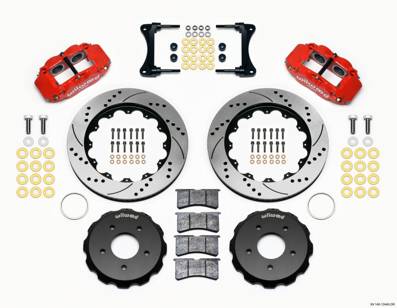 Wilwood Narrow Superlite 4R Front Hat Kit 14.00in Drill Red 2007-Up Jeep Wrangler Big Brake Kits Wilwood