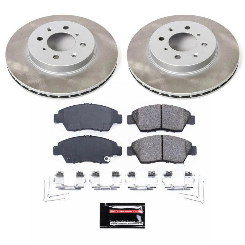 Power Stop 03-05 Honda Civic Front Semi-Coated Rotor Kit Brake Kits - Performance Blank PowerStop