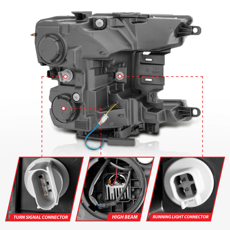 ANZO 18-20 Ford F-150 Full Led Projector Smoke Bar Style Headlights Black Amber Headlights ANZO