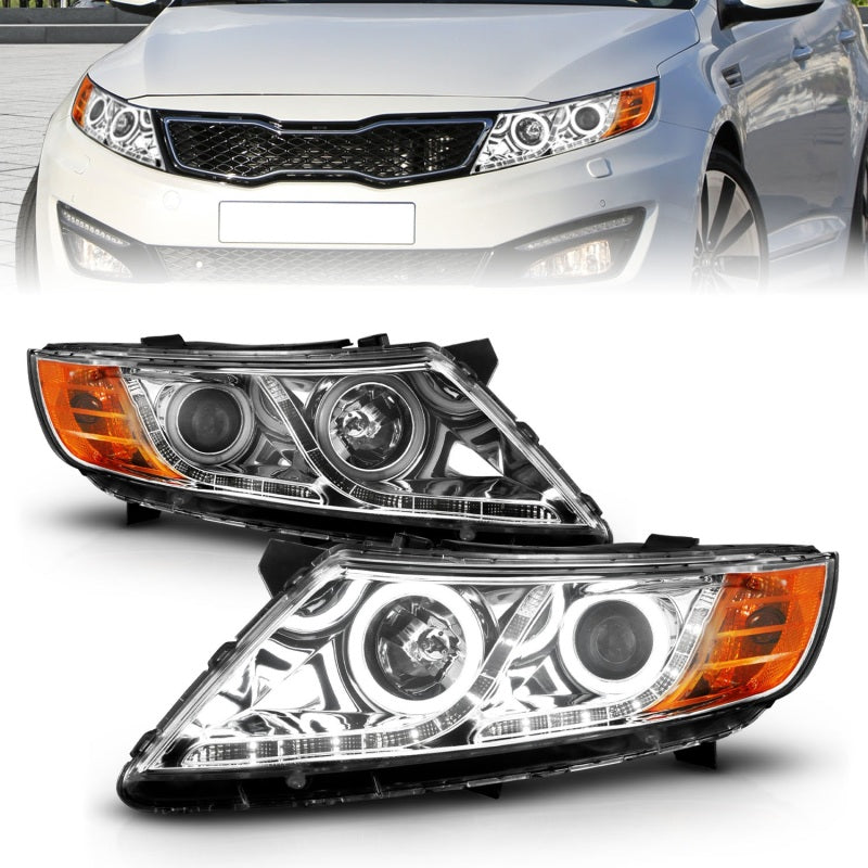 ANZO 2011-2013 Kia Optima Projector Headlights w/ Halo Chrome (CCFL) Headlights ANZO