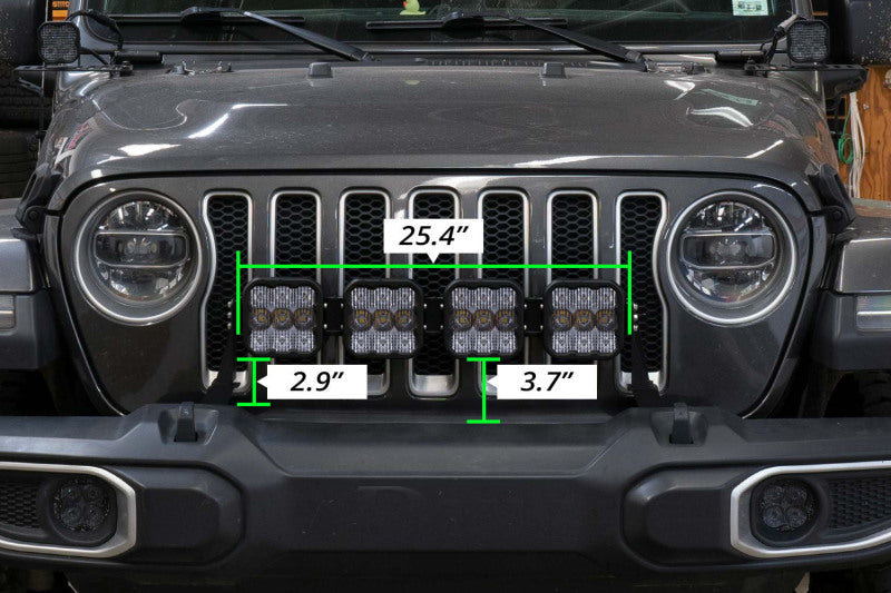 Diode Dynamics Jeep JL SS5 4-Pod CrossLink Grille Lightbar Kit Sport - Yellow Combo Light Bars & Cubes Diode Dynamics