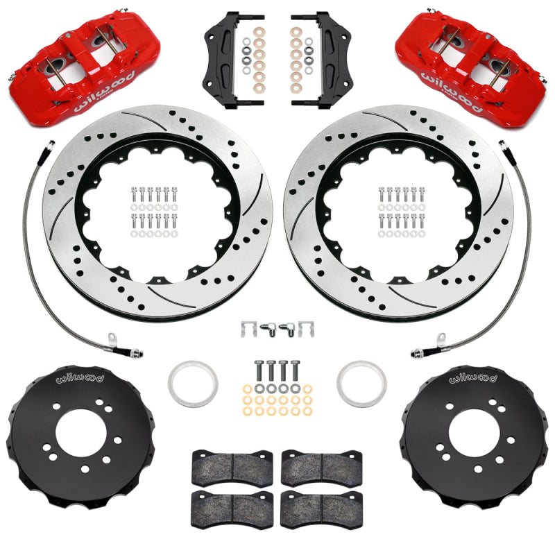 Wilwood 99-02 Nissan Skyline Aerolite 6R Front BBK w/ 14.00in D/S Rotors & Flexlines - Red Big Brake Kits Wilwood