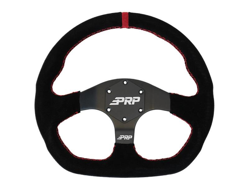 PRP Comp-R D-Shape Suede Steering Wheel - Red Steering Wheels PRP Seats
