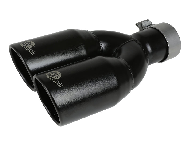 aFe MACH Force-Xp 409 Stainless Steel Clamp-on Exhaust Tip 2.5in Inlet 3.5in Outlet - Black Tips aFe