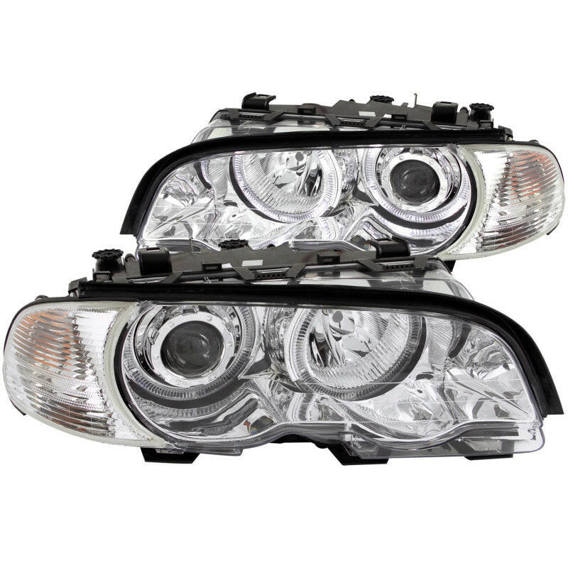 ANZO 2000-2003 BMW 3 Series E46 Projector Headlights w/ Halo Chrome Headlights ANZO