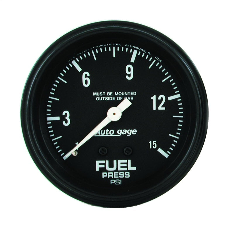 AutoMeter Gauge Fuel Pressure 2-5/8in. 0-15PSI Mechanical Black Autogage Gauges AutoMeter