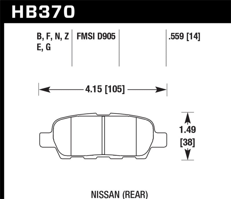 Hawk 03-07 350z / G35 / G35X w/o Brembo HPS Street Rear Brake Pads Brake Pads - Performance Hawk Performance