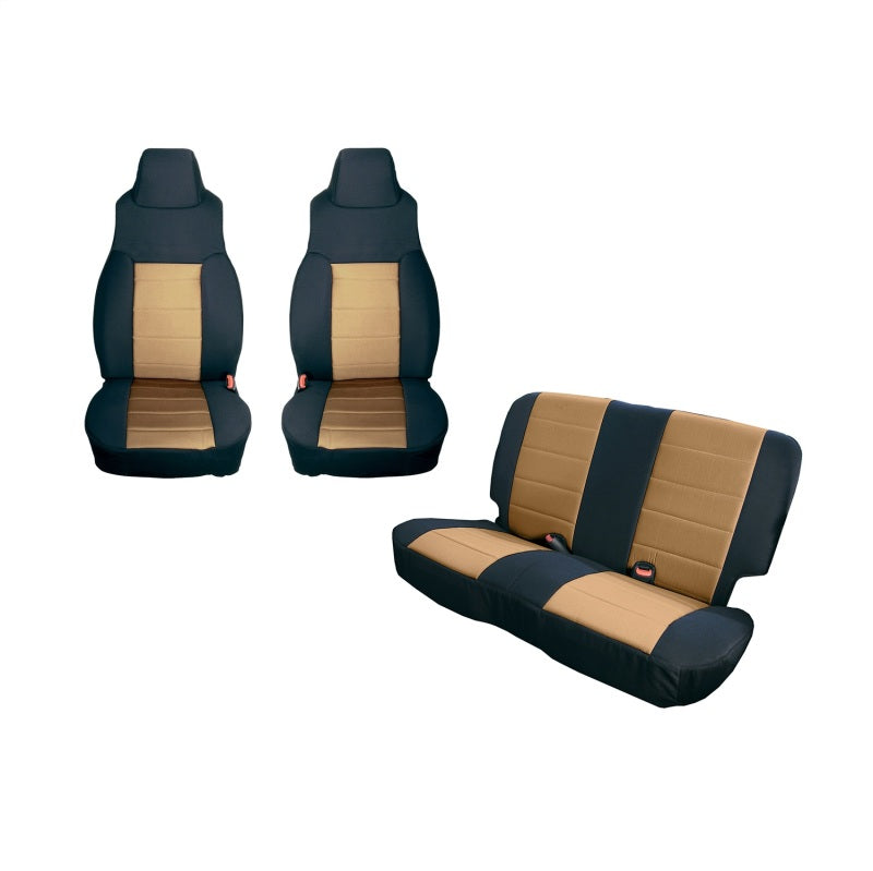 Rugged Ridge Seat Cover Kit Black/Tan 91-95 Jeep Wrangler YJ Seat Covers Rugged Ridge