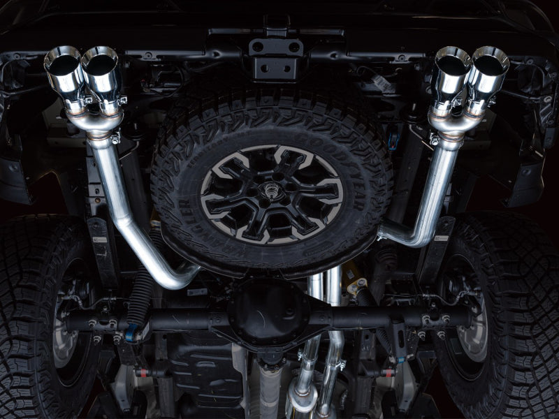 AWE Tuning 22-23 GMC Sierra 1500 AT4X 6.2L 0FG Catback Split Dual (Flat Bumper) - Chrome Silver Tips Catback AWE Tuning