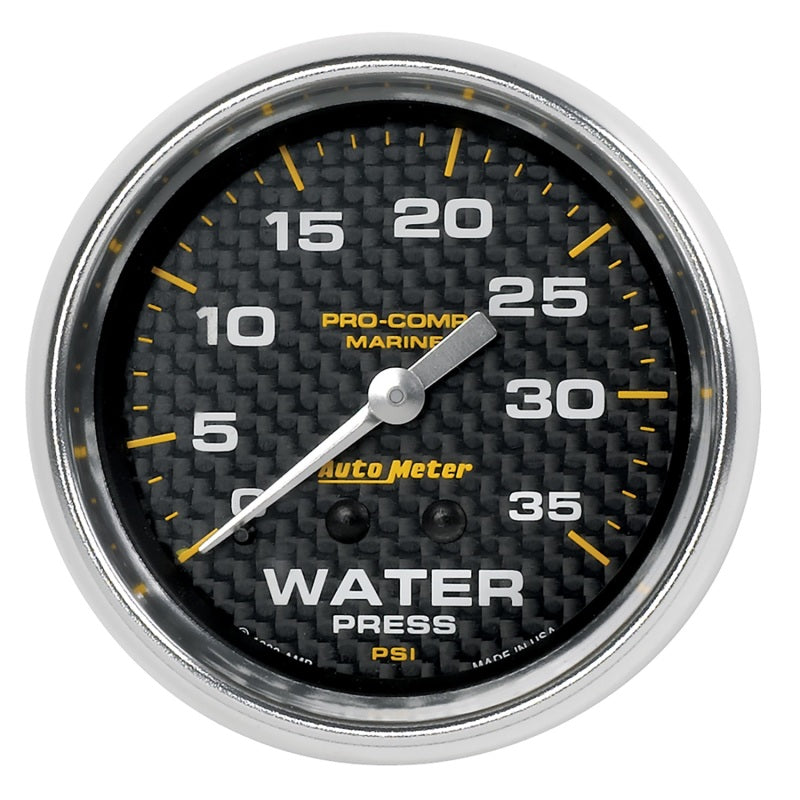 Autometer Marine Carbon Fiber Mechanical 2-5/8in 0-35PSI Water Pressure Gage Gauges AutoMeter
