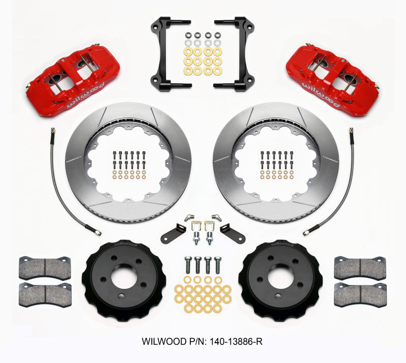 Wilwood AERO6 Front Hat Kit 14.00 Red 15-23 Mustang w/Lines Big Brake Kits Wilwood