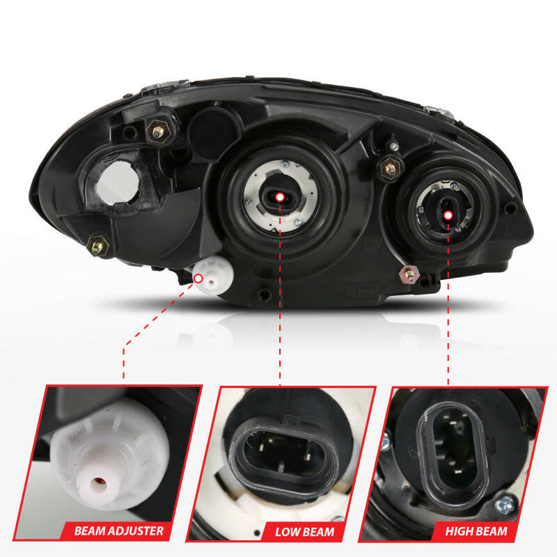 ANZO 2001-2005 Chrysler Pt Cruiser Crystal Headlight Chrome Amber (OE) Headlights ANZO