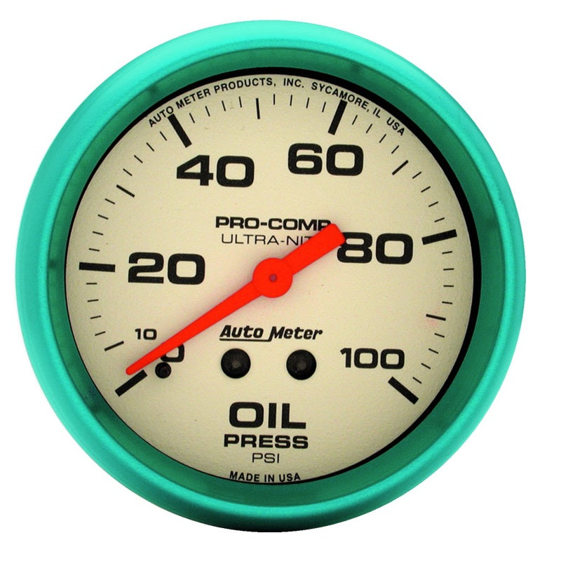 Autometer Ultra-Nite 66.7mm 0-100 PSI Mechanical Oil Pressure Gauge Gauges AutoMeter