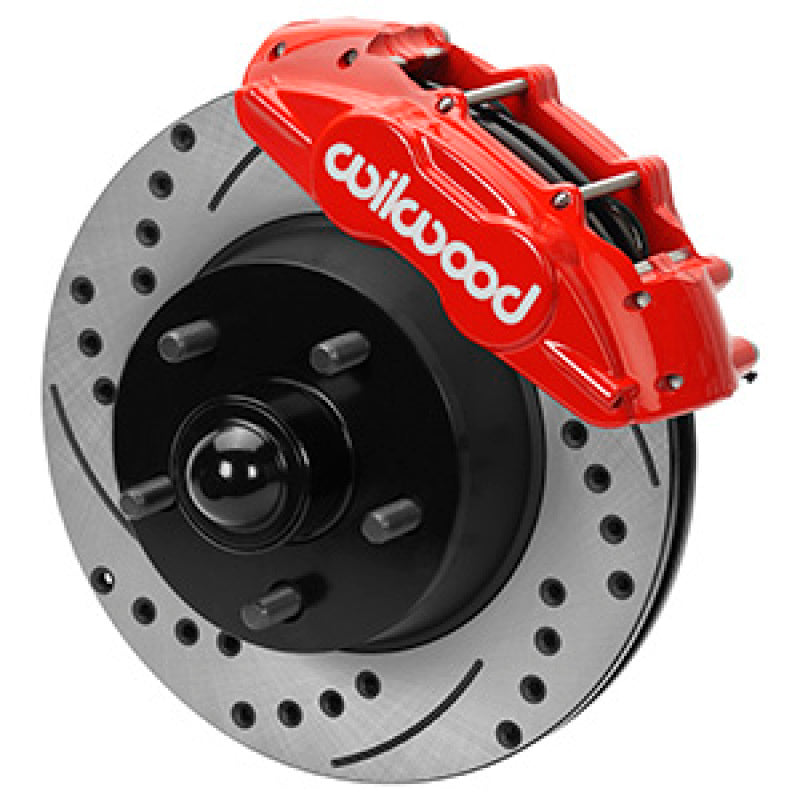 Wilwood 65-67 Ford Mustang D11 11.29 in. Brake Kit w/ Flex Lines - Drilled Rotors (Red) Brake Kits - Performance Drill Wilwood