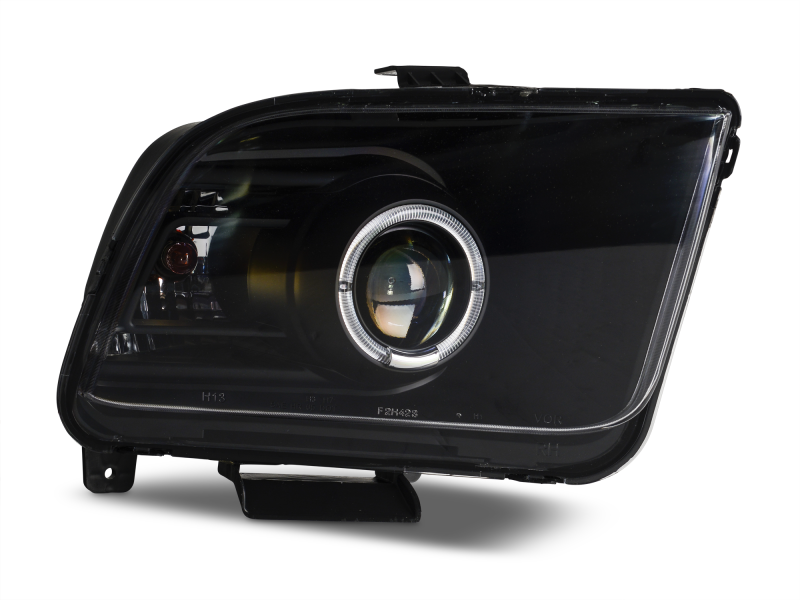 Raxiom 05-09 Ford Mustang Halogen 2010 Style LED Halo Headlights-Blk Hsng(Clear Lens/Excludes GT500) Headlights Raxiom