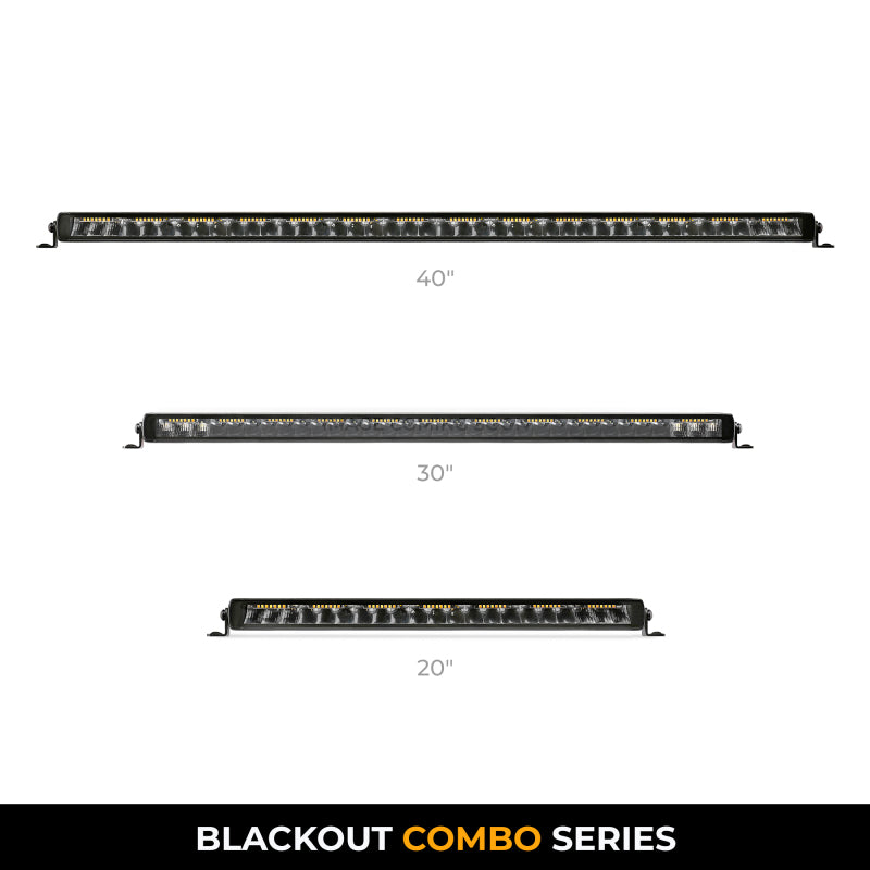 Go Rhino Xplor Blackout Combo Series Sgl Row LED Light Bar w/Amber (Side/Track Mount) 31.5in. - Blk Light Bars & Cubes Go Rhino