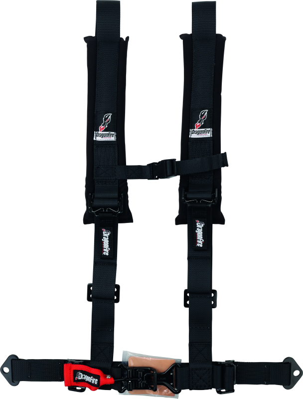DragonFire Racing Harness- H-Style- 4-Point- 2in Youth- Black Seat Belts & Harnesses DragonFire Racing