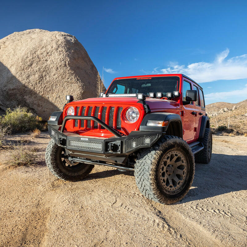 Go Rhino 07-20 Jeep Wrangler JL/JLU/JK/JKU/Gladiator JT Rockline Full Width Bumper w/ Overrider Bumpers - Steel Go Rhino