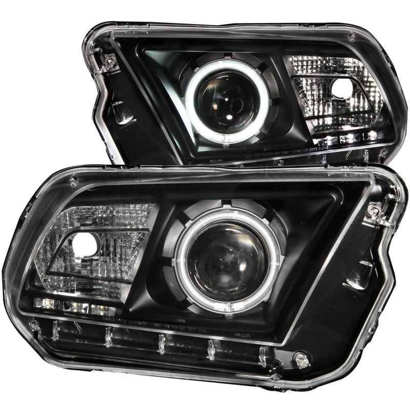 ANZO 2010-2014 Ford Mustang Projector Headlights w/ Halo Black (CCFL) Headlights ANZO