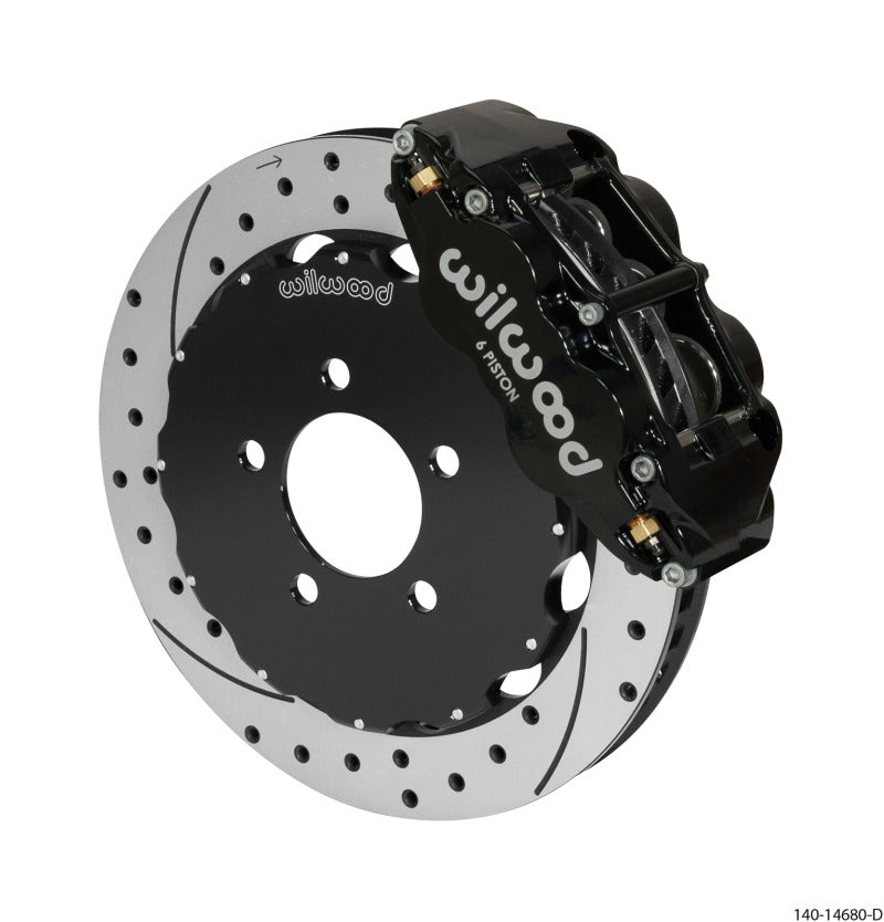 Wilwood Narrow Superlite 6R Front Big Brake Kit 12.88in Drilled Black 05-11 Ford Crown Victoria Big Brake Kits Wilwood