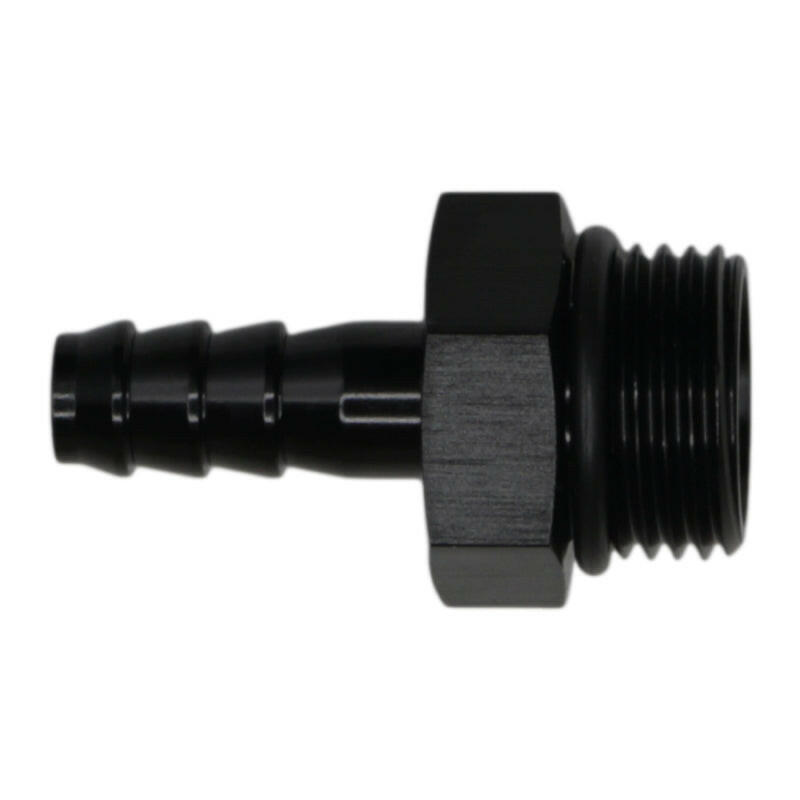 DeatschWerks 8AN ORB Male to 5/16in Male Triple Barb Fitting (Incl O-Ring) - Anodized Matte Black Fittings DeatschWerks