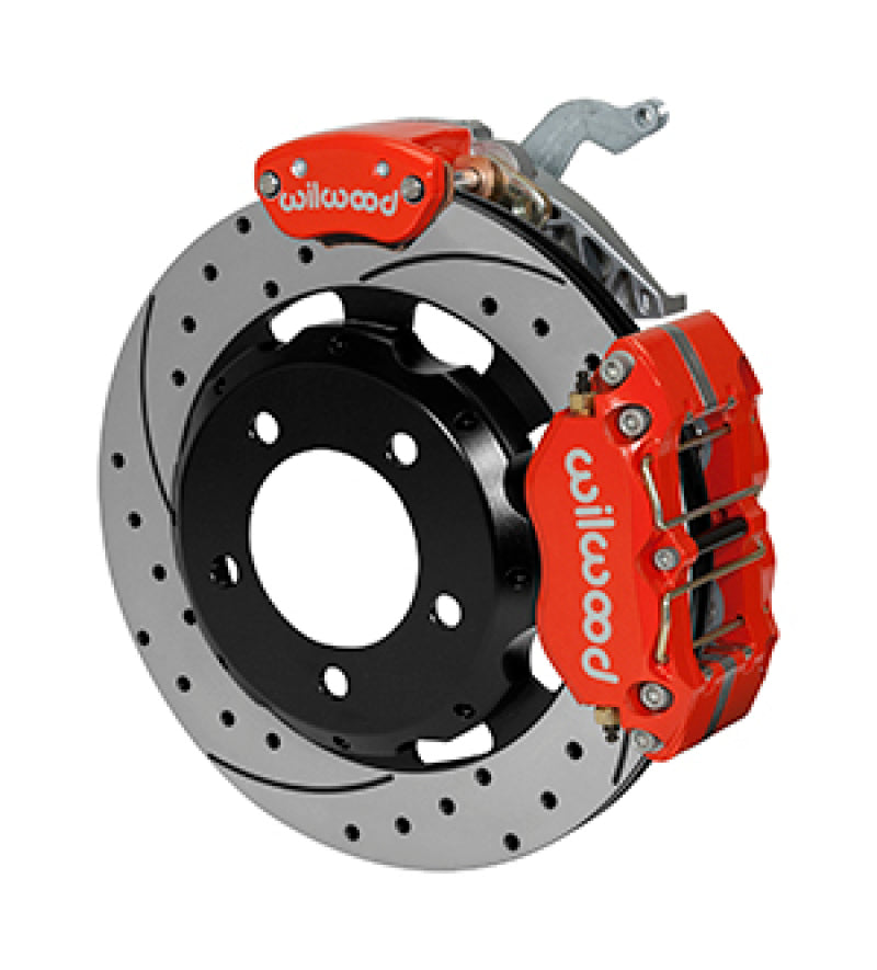 Wilwood Dynapro Radial / MC4 Rear Kit 12.19 Drilled Red Backdraft Roadster w/E46 Suspension w/Lines Big Brake Kits Wilwood
