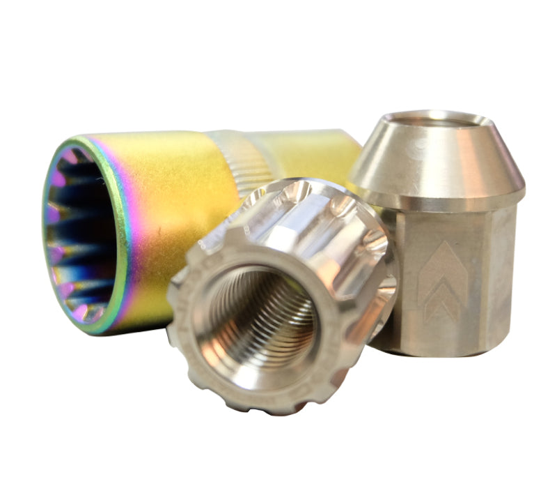 NRG 200 Series M12 X 1.5 Titanium Lug Nut Set - 21 Pc w/Lock Key Socket - Silver Lug Nuts NRG