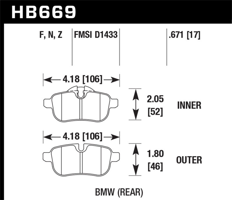 Hawk 09-12 BMW Z4 Rear Street Brake Pads Brake Pads - Performance Hawk Performance