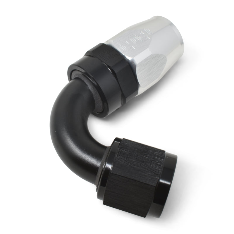 Russell Performance -6 AN Black/Silver 120 Degree Tight Radius Full Flow Swivel Hose End Fittings Russell