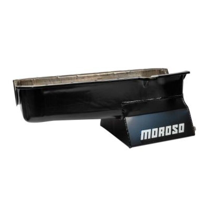 Moroso Pre-80 Chevrolet SBC (w/Driver Side Dipstick) Wet Sump 7qt 8.25in Steel Oil Pan - Black Oil Pans Moroso