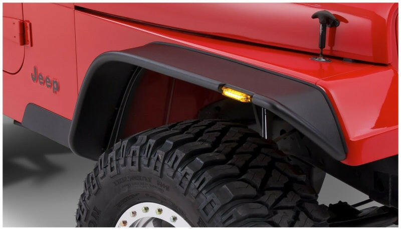 Bushwacker 87-95 Jeep Wrangler Flat Style Flares 2pc Excludes Renegade - Black Fender Flares Bushwacker