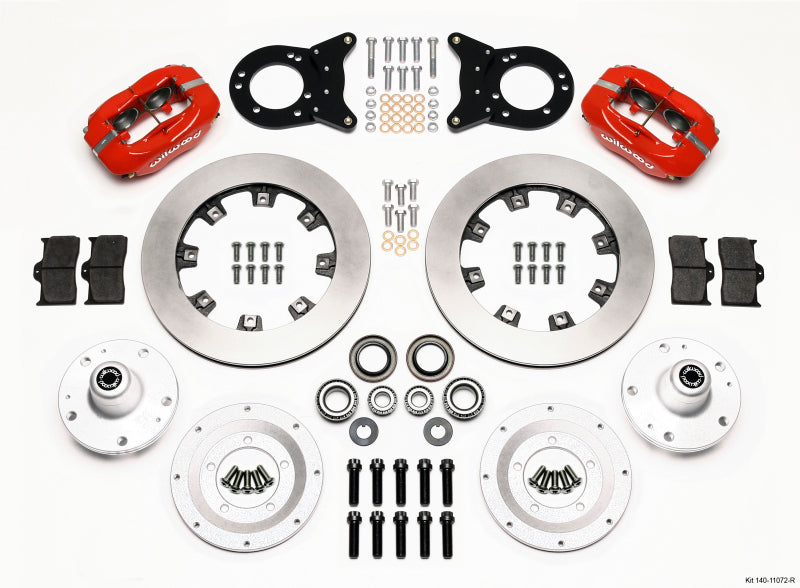 Wilwood Forged Dynalite Front Kit 12.19in Red 1965-1969 Mustang Disc & Drum Spindle Big Brake Kits Wilwood