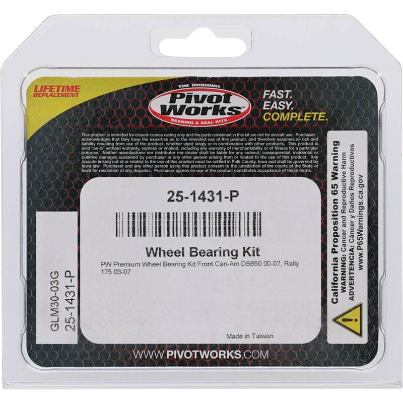 Pivot Works Can-Am Wheel Bearing Kit Premium Bearings Control Arms Pivot Works